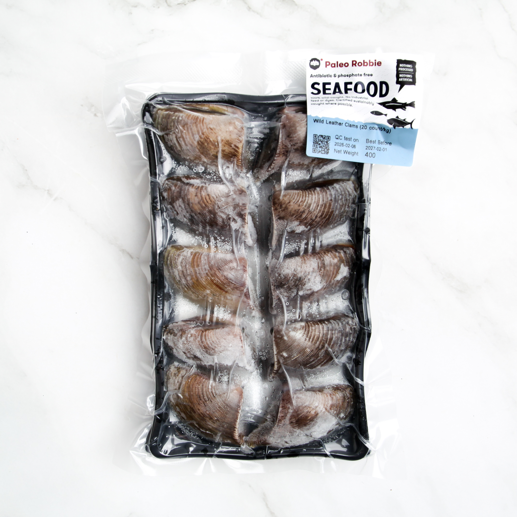 Wild Leather Clams (20 count/kg)